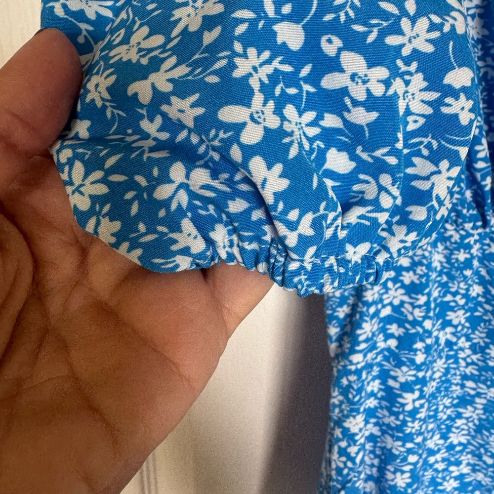 SHEIN Blue and White Floral Midi Dress Sz Small - Picture 5 of 6